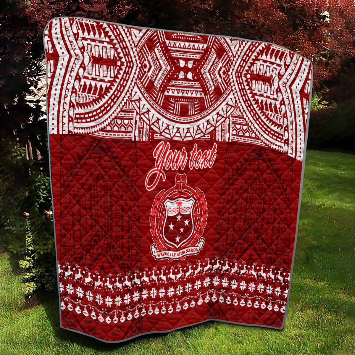 Personalised Toa Samoa Christmas Quilt Samoa Siva Tau Manuia Le Kerisimasi Red Vibe LT9 - Polynesian Pride