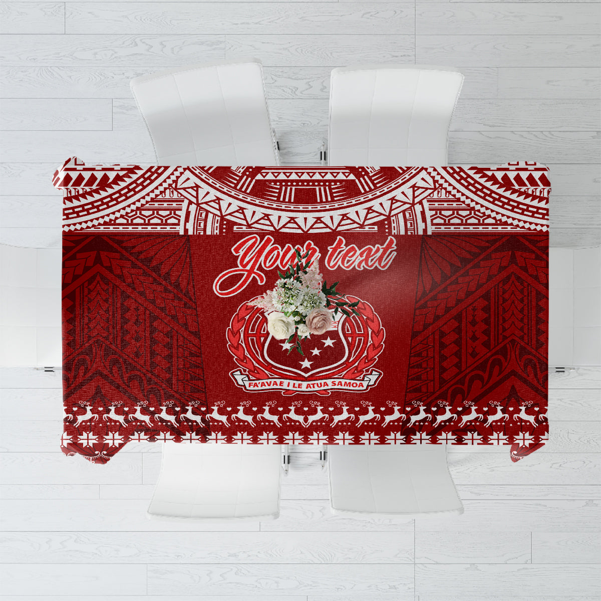 Personalised Toa Samoa Christmas Tablecloth Samoa Siva Tau Manuia Le Kerisimasi Red Vibe LT9 Red - Polynesian Pride