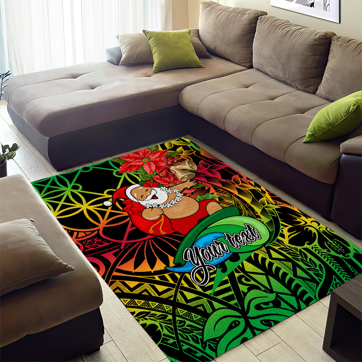 Personalised Vanuatu Joyeux Noel Area Rug Christmas Santas God Yumi LT9 - Polynesian Pride