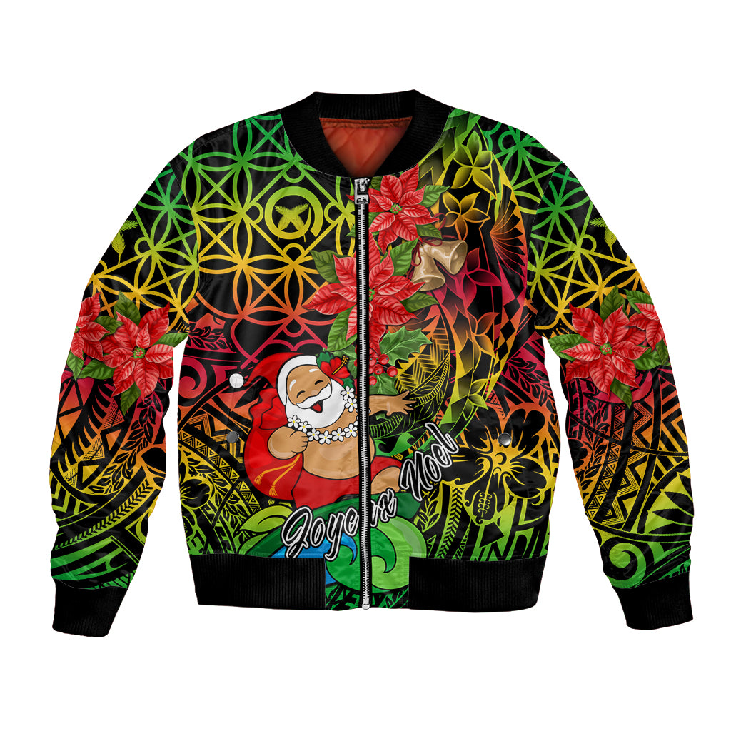 Personalised Vanuatu Joyeux Noel Bomber Jacket Christmas Santas God Yumi LT9 Unisex Reggae - Polynesian Pride