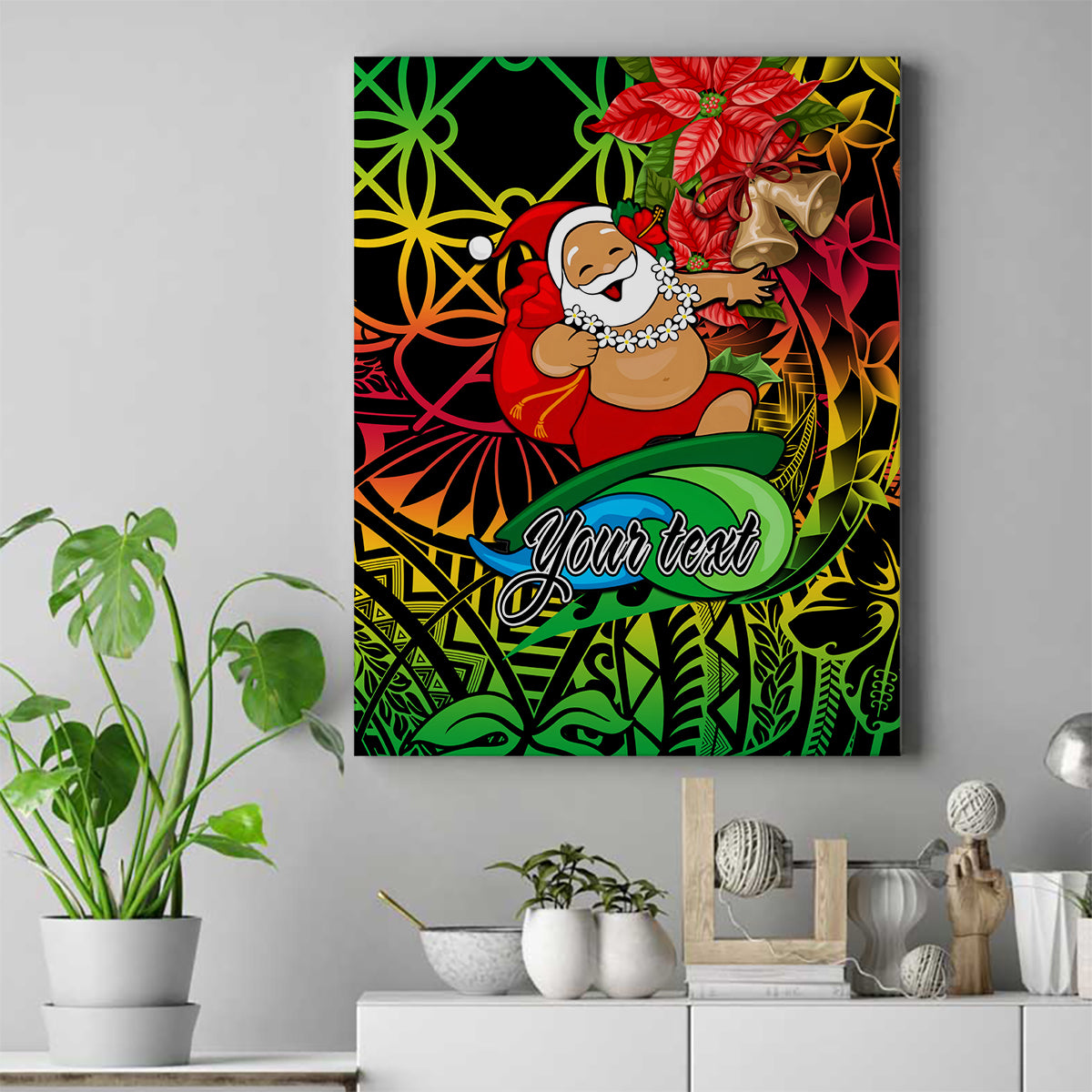 Personalised Vanuatu Joyeux Noel Canvas Wall Art Christmas Santas God Yumi LT9 Reggae - Polynesian Pride