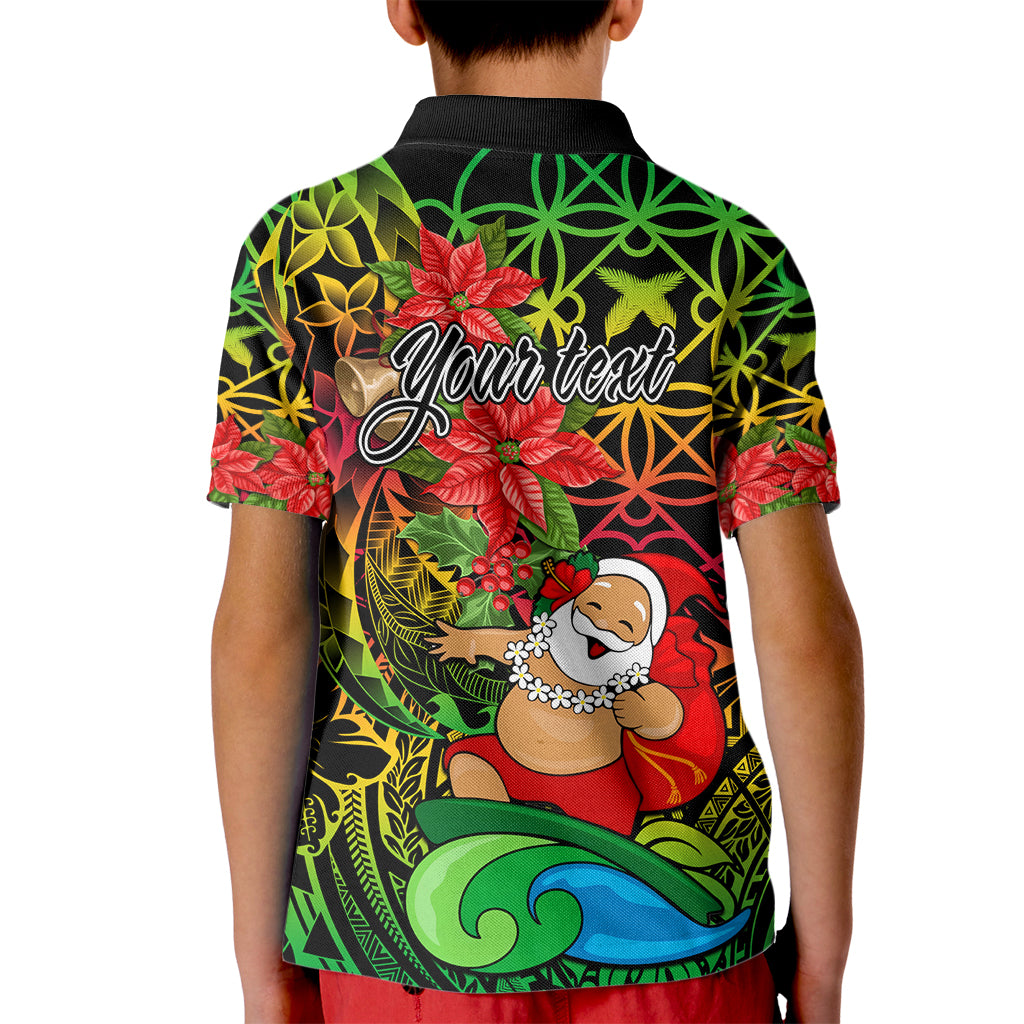 Personalised Vanuatu Joyeux Noel Kid Polo Shirt Christmas Santas God Yumi LT9 - Polynesian Pride