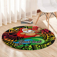Personalised Vanuatu Joyeux Noel Round Carpet Christmas Santas God Yumi LT9 - Polynesian Pride