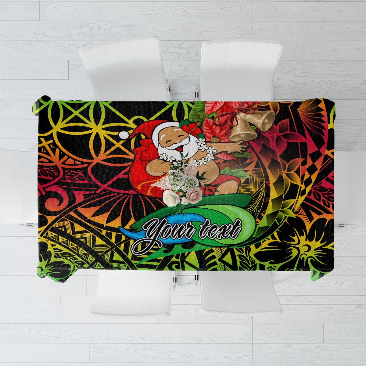 Personalised Vanuatu Joyeux Noel Tablecloth Christmas Santas God Yumi LT9 Reggae - Polynesian Pride