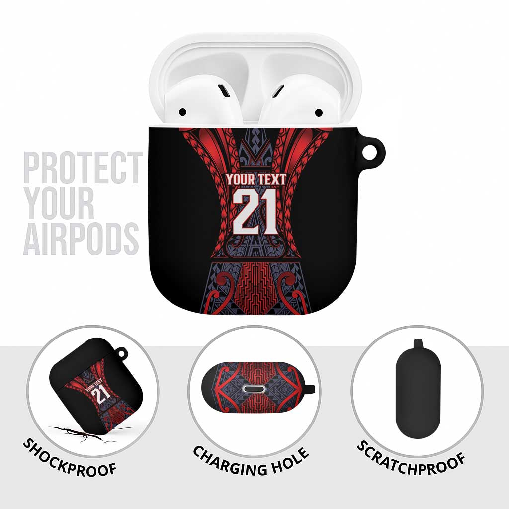 Custom New Zealand AirPods Case Maori Kiwiana Pattern Tukutuku Motif