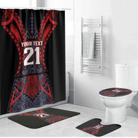 Custom New Zealand Bathroom Set Maori Kiwiana Pattern Tukutuku Motif LT9 Bathroom Set (4 pcs) Red - Polynesian Pride