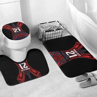 Custom New Zealand Bathroom Set Maori Kiwiana Pattern Tukutuku Motif LT9 Mat Set Only (3 pcs) One Size Red - Polynesian Pride