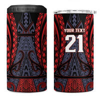 Custom New Zealand 4 in 1 Can Cooler Tumbler Maori Kiwiana Pattern Tukutuku Motif LT9 One Size: 16 oz Red - Polynesian Pride