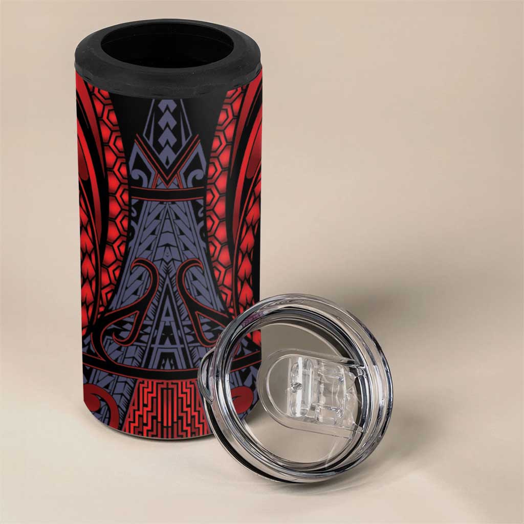 Custom New Zealand 4 in 1 Can Cooler Tumbler Maori Kiwiana Pattern Tukutuku Motif LT9 - Polynesian Pride