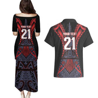 Custom New Zealand Couples Matching Puletasi and Hawaiian Shirt Maori Kiwiana Pattern Tukutuku Motif