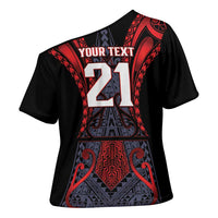 Custom New Zealand Cross Shoulder Shirt Maori Kiwiana Pattern Tukutuku Motif LT9 - Polynesian Pride