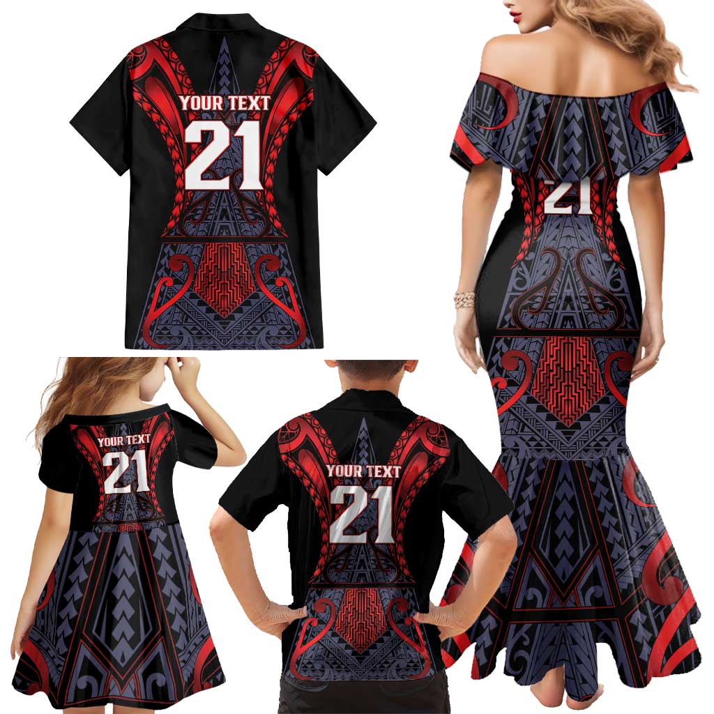 Custom New Zealand Family Matching Mermaid Dress and Hawaiian Shirt Maori Kiwiana Pattern Tukutuku Motif LT9 - Polynesian Pride