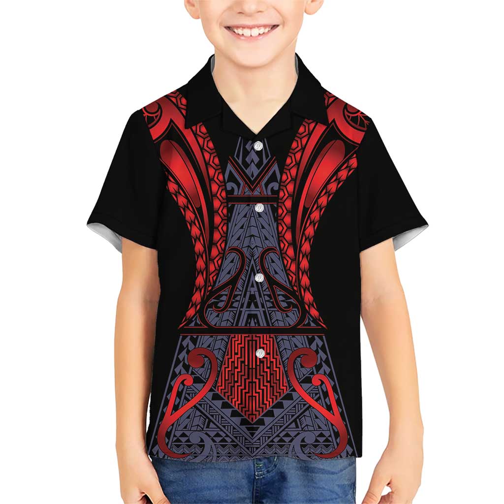 Custom New Zealand Kid Hawaiian Shirt Maori Kiwiana Pattern Tukutuku Motif LT9 Kid Red - Polynesian Pride