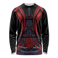 Custom New Zealand Long Sleeve Shirt Maori Kiwiana Pattern Tukutuku Motif LT9 Unisex Red - Polynesian Pride