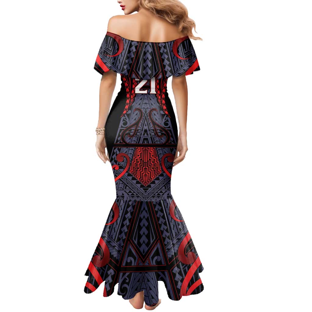 Custom New Zealand Mermaid Dress Maori Kiwiana Pattern Tukutuku Motif LT9 - Polynesian Pride