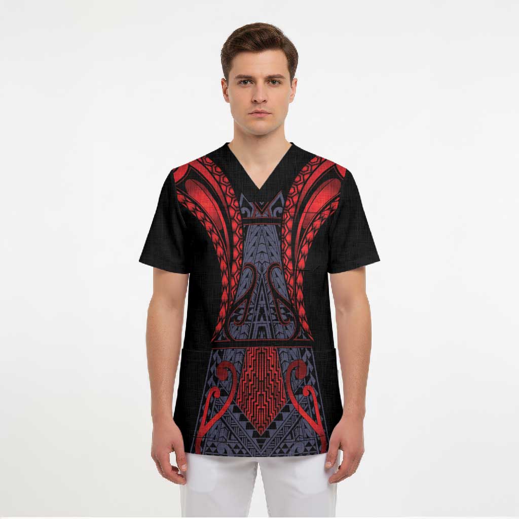 Custom New Zealand Scrub Top Maori Kiwiana Pattern Tukutuku Motif LT9 - Polynesian Pride