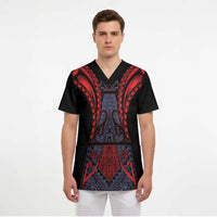 Custom New Zealand Scrub Top Maori Kiwiana Pattern Tukutuku Motif LT9 - Polynesian Pride