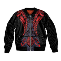 Custom New Zealand Sleeve Zip Bomber Jacket Maori Kiwiana Pattern Tukutuku Motif