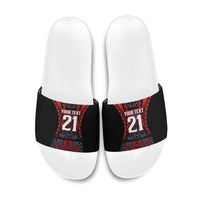 Custom New Zealand Slide Sandals Maori Kiwiana Pattern Tukutuku Motif