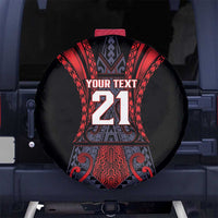 Custom New Zealand Spare Tire Cover Maori Kiwiana Pattern Tukutuku Motif LT9 No hole Red - Polynesian Pride