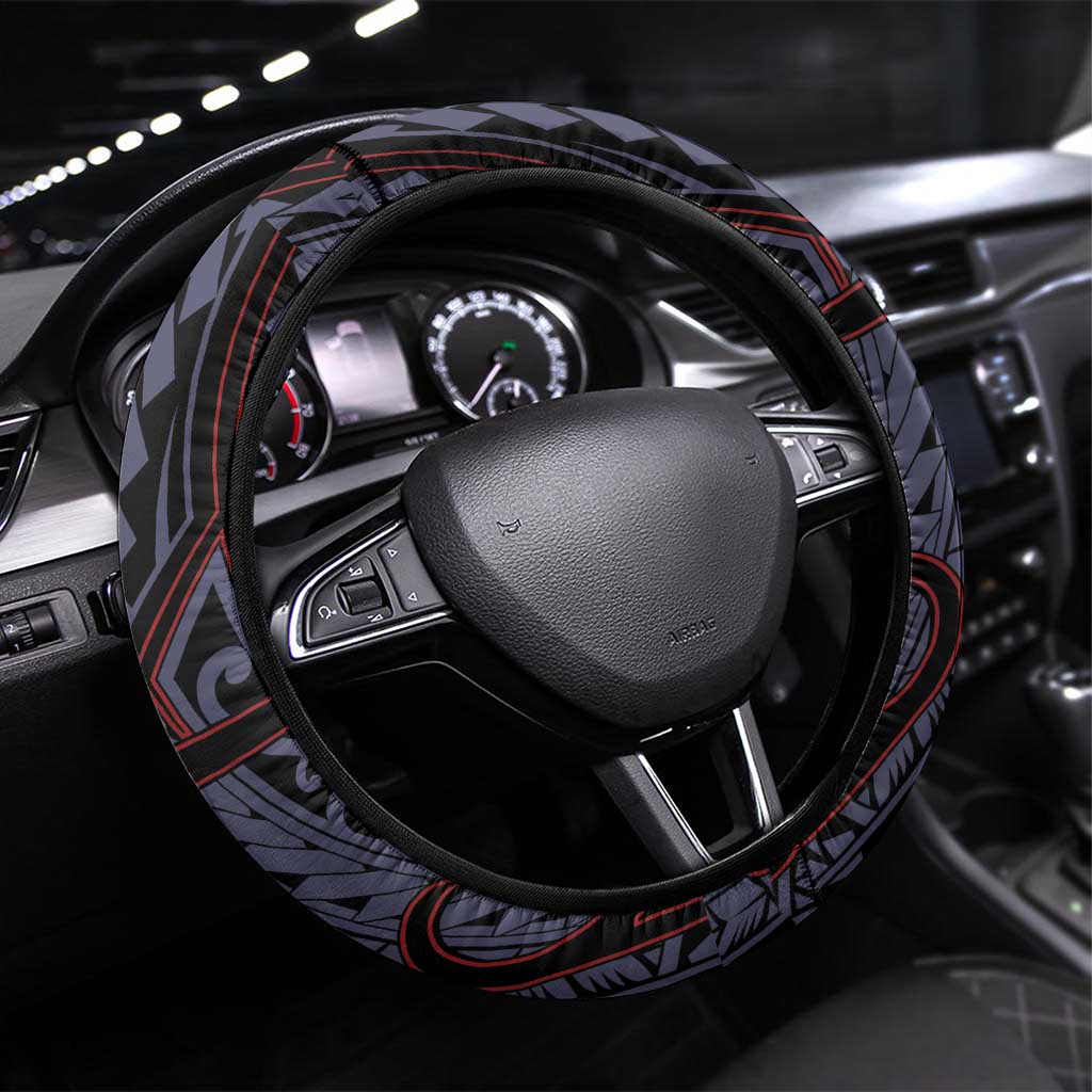 New Zealand Steering Wheel Cover Maori Kiwiana Pattern Tukutuku Motif LT9 Universal Fit Red - Polynesian Pride