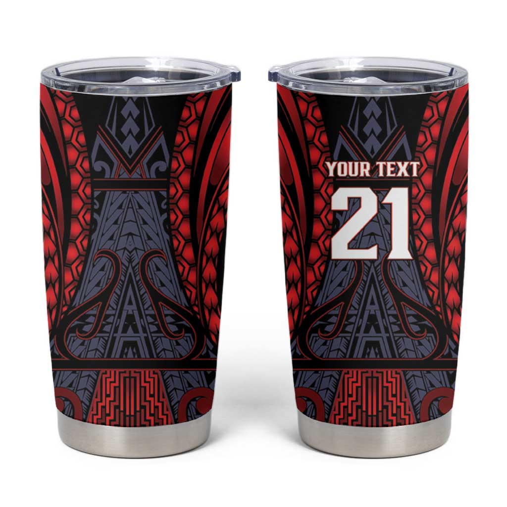 Custom New Zealand Tumbler Cup Maori Kiwiana Pattern Tukutuku Motif LT9 Red - Polynesian Pride