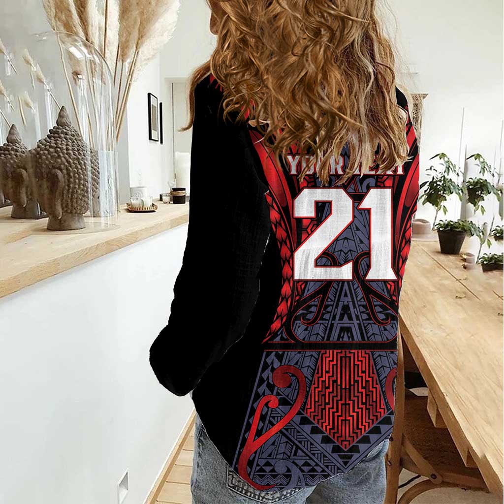 Custom New Zealand Women Casual Shirt Maori Kiwiana Pattern Tukutuku Motif