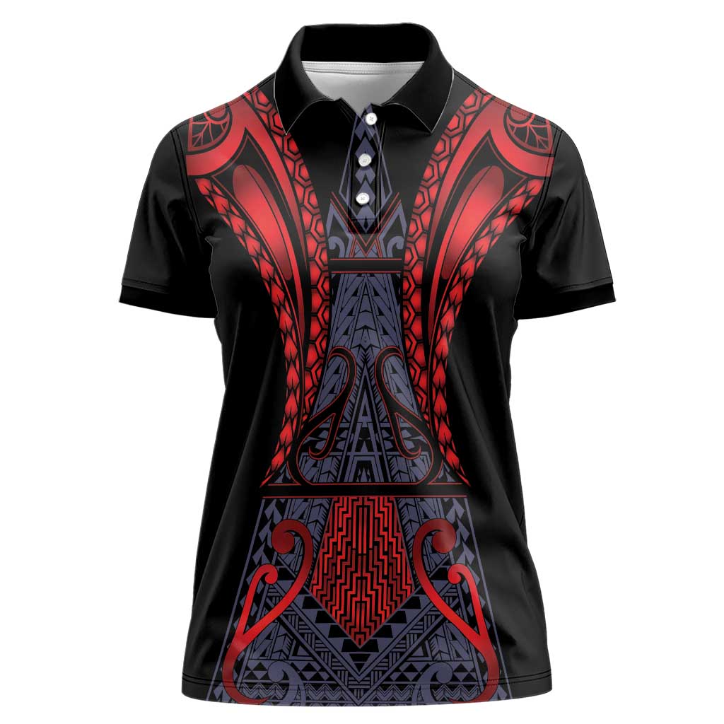 Custom New Zealand Women Polo Shirt Maori Kiwiana Pattern Tukutuku Motif