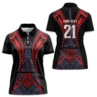 Custom New Zealand Women Polo Shirt Maori Kiwiana Pattern Tukutuku Motif