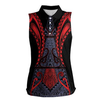 Custom New Zealand Women Sleeveless Polo Shirt Maori Kiwiana Pattern Tukutuku Motif