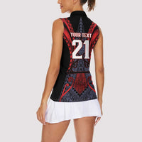 Custom New Zealand Women Sleeveless Polo Shirt Maori Kiwiana Pattern Tukutuku Motif