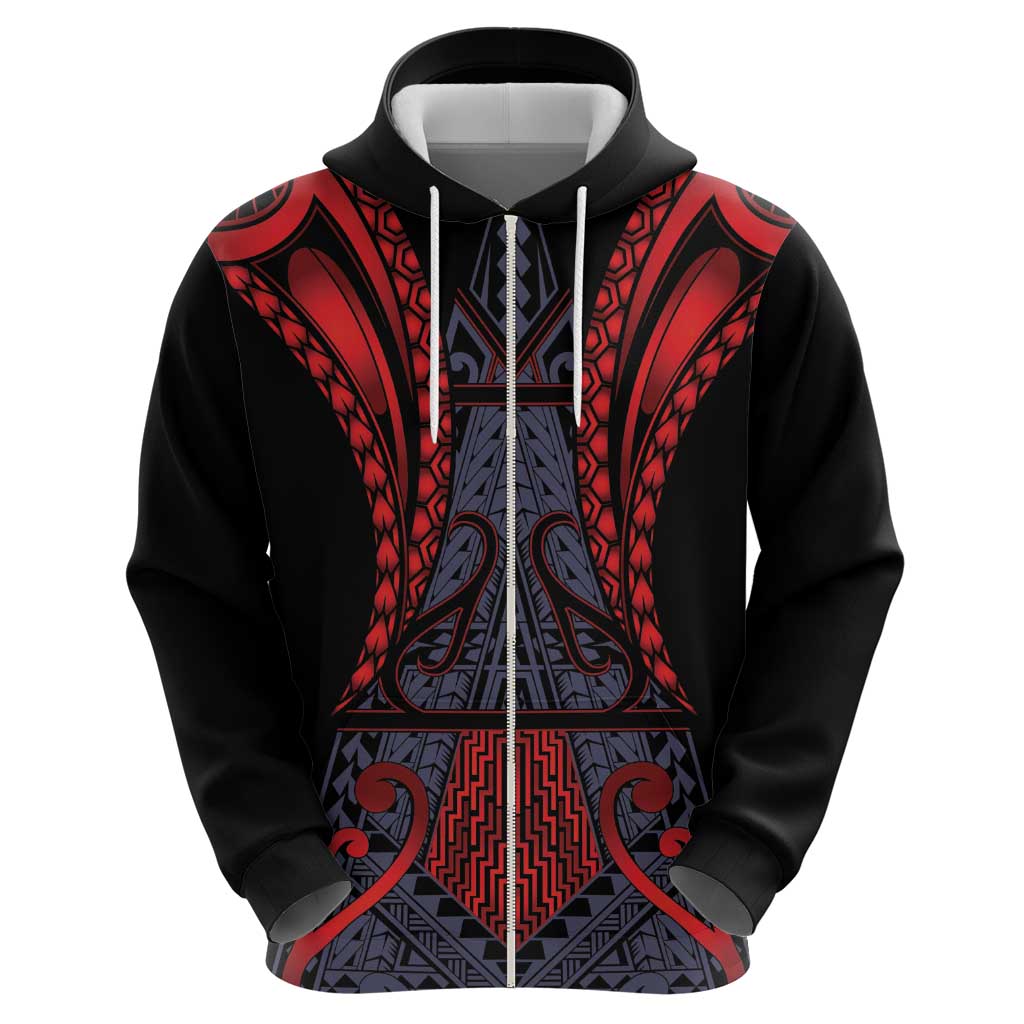Custom New Zealand Zip Hoodie Maori Kiwiana Pattern Tukutuku Motif