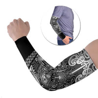 Custom New Zealand Taiaha Maori Arm Sleeves Kiwikiwi Minimalist Silver Fern Tukutuku Motif