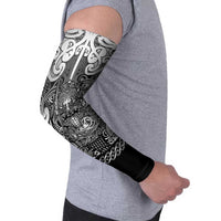 Custom New Zealand Taiaha Maori Arm Sleeves Kiwikiwi Minimalist Silver Fern Tukutuku Motif