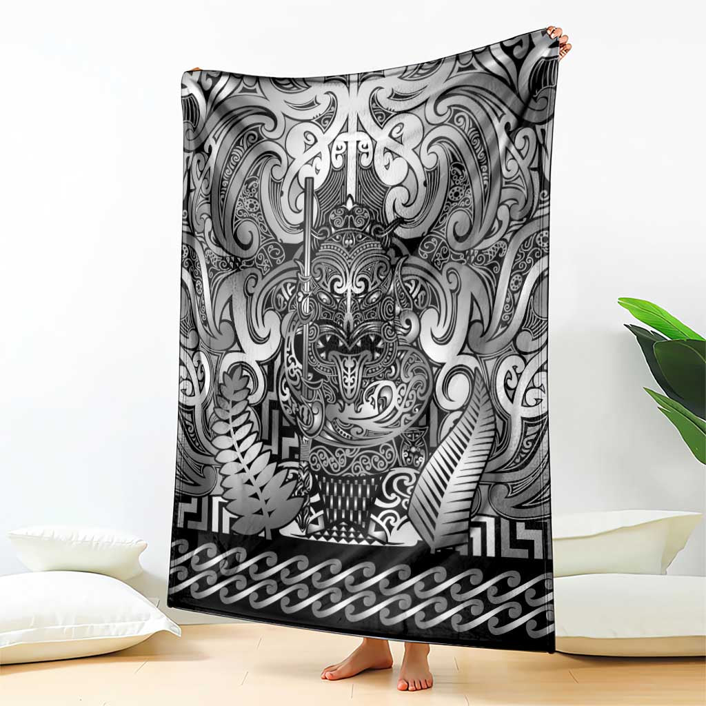 New Zealand Taiaha Maori Blanket Kiwikiwi Minimalist Silver Fern Tukutuku Motif