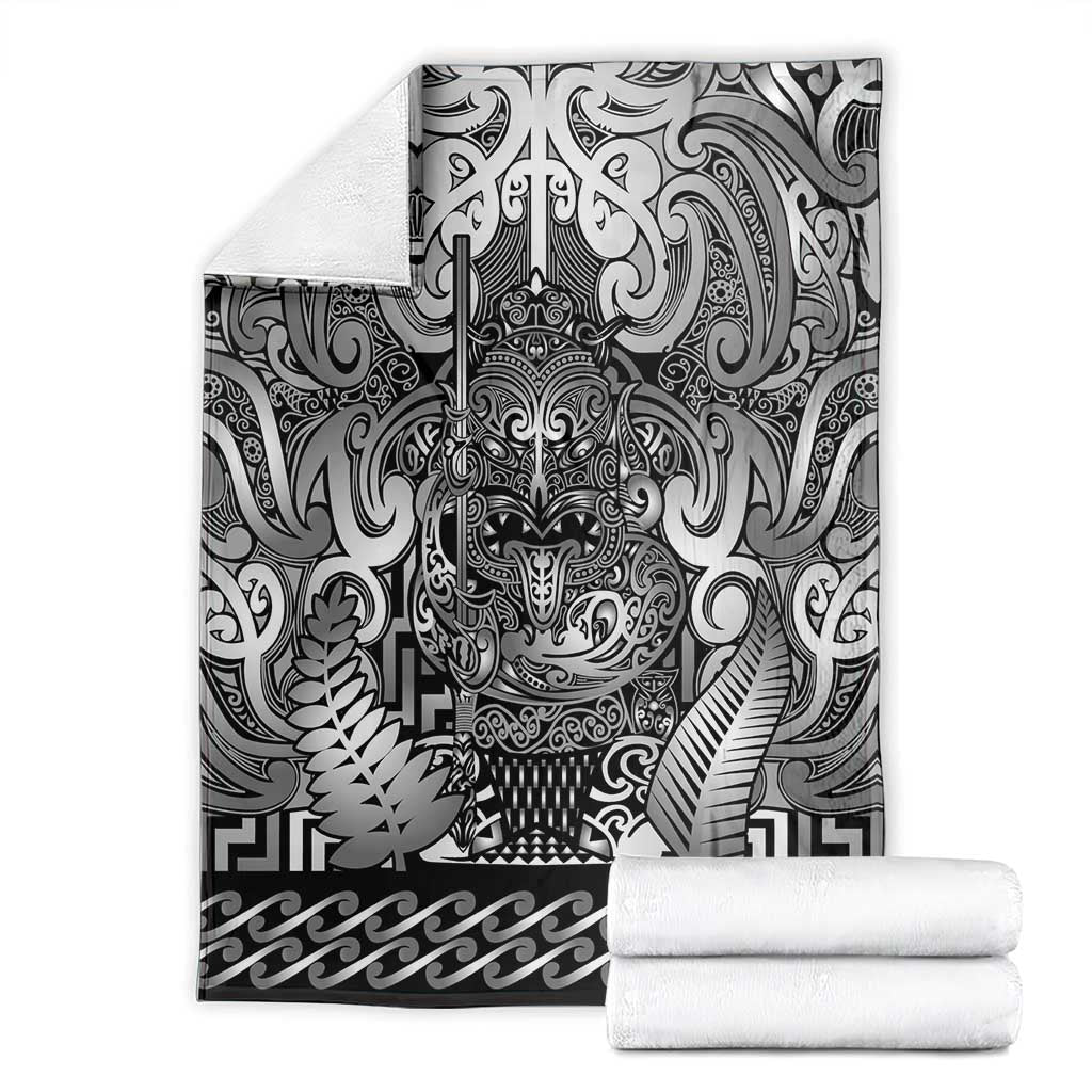 New Zealand Taiaha Maori Blanket Kiwikiwi Minimalist Silver Fern Tukutuku Motif