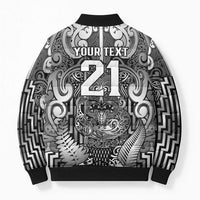 Custom New Zealand Taiaha Maori Bomber Puffer Jacket Kiwikiwi Minimalist Silver Fern Tukutuku Motif LT9 - Polynesian Pride