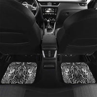 Custom New Zealand Taiaha Maori Car Mats Kiwikiwi Minimalist Silver Fern Tukutuku Motif