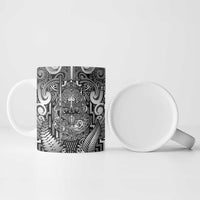 Custom New Zealand Taiaha Maori Ceramic Mug Kiwikiwi Minimalist Silver Fern Tukutuku Motif LT9 - Polynesian Pride