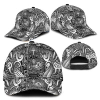 New Zealand Taiaha Maori Classic Cap Kiwikiwi Minimalist Silver Fern Tukutuku Motif