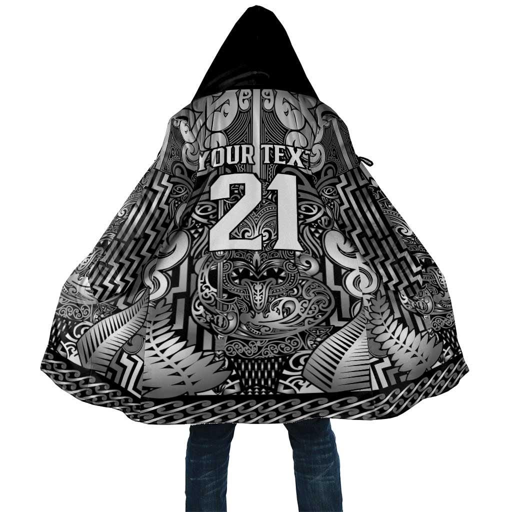 Custom New Zealand Taiaha Maori Cloak Kiwikiwi Minimalist Silver Fern Tukutuku Motif