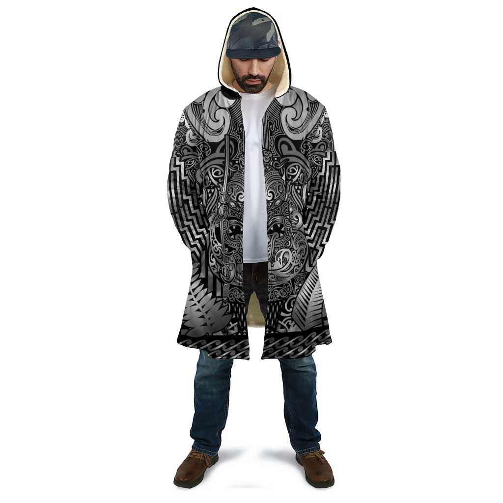 Custom New Zealand Taiaha Maori Cloak Kiwikiwi Minimalist Silver Fern Tukutuku Motif