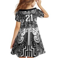 Custom New Zealand Taiaha Maori Family Matching Mermaid Dress and Hawaiian Shirt Kiwikiwi Minimalist Silver Fern Tukutuku Motif LT9 - Polynesian Pride