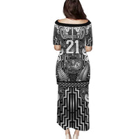 Custom New Zealand Taiaha Maori Family Matching Puletasi and Hawaiian Shirt Kiwikiwi Minimalist Silver Fern Tukutuku Motif LT9 - Polynesian Pride