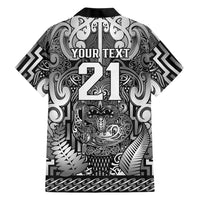 Custom New Zealand Taiaha Maori Hawaiian Shirt Kiwikiwi Minimalist Silver Fern Tukutuku Motif LT9 - Polynesian Pride