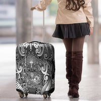 New Zealand Taiaha Maori Luggage Cover Kiwikiwi Minimalist Silver Fern Tukutuku Motif LT9 - Polynesian Pride