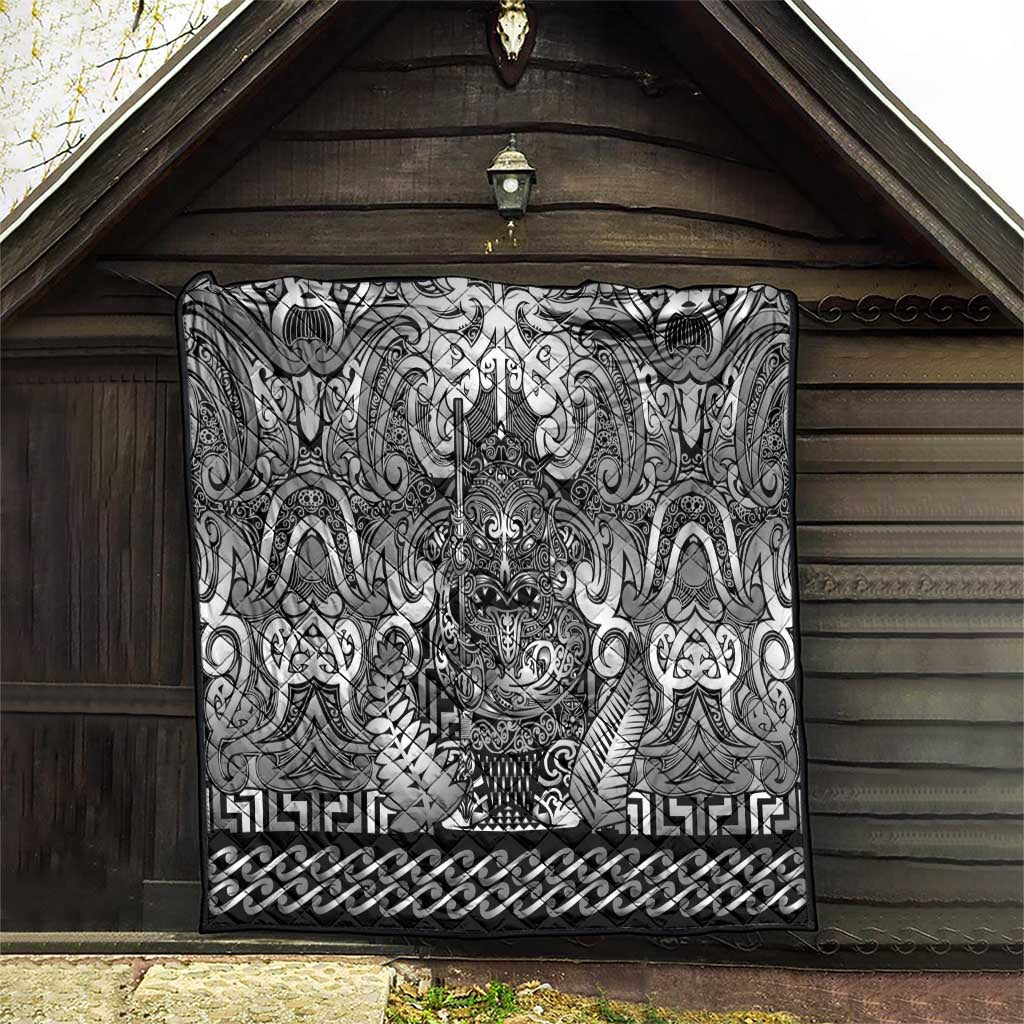New Zealand Taiaha Maori Quilt Kiwikiwi Minimalist Silver Fern Tukutuku Motif