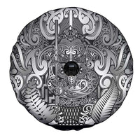 New Zealand Taiaha Maori Spare Tire Cover Kiwikiwi Minimalist Silver Fern Tukutuku Motif LT9 - Polynesian Pride