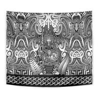 New Zealand Taiaha Maori Tapestry Kiwikiwi Minimalist Silver Fern Tukutuku Motif