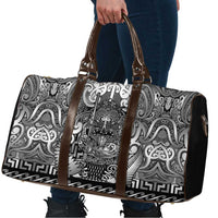 New Zealand Taiaha Maori Travel Bag Kiwikiwi Minimalist Silver Fern Tukutuku Motif LT9 - Polynesian Pride